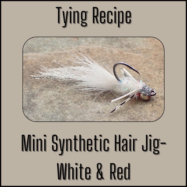 Tying recipe for the White & Red Mini Synthetic Hair Jig Fly for bass, designed by Matt Campbell, The Fly Guy.