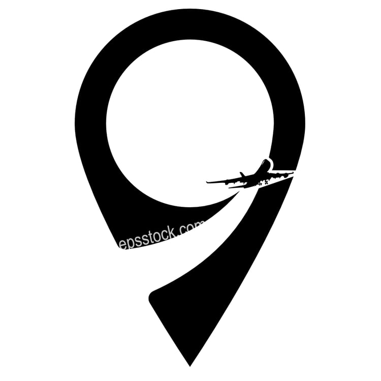 Airplane in location pin