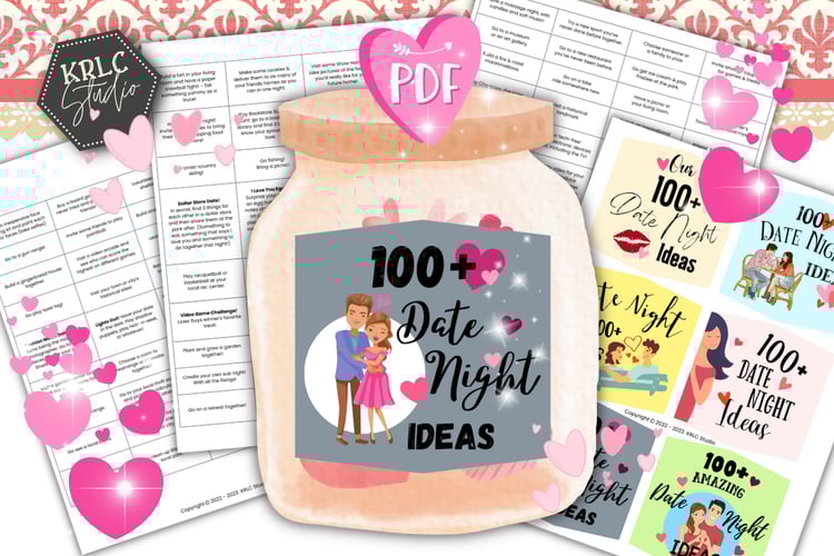 100+ Date Night Ideas PDF - KRLC Studio Cover