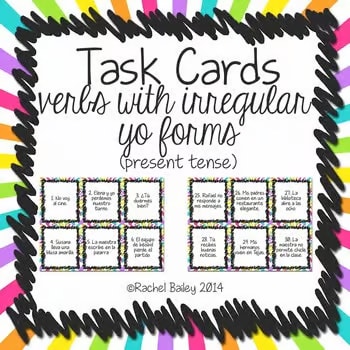 Spanish Irregular Yo Verbs Task Card Activity