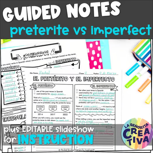 Spanish Preterite vs Imperfect Guided Notes and Slideshow