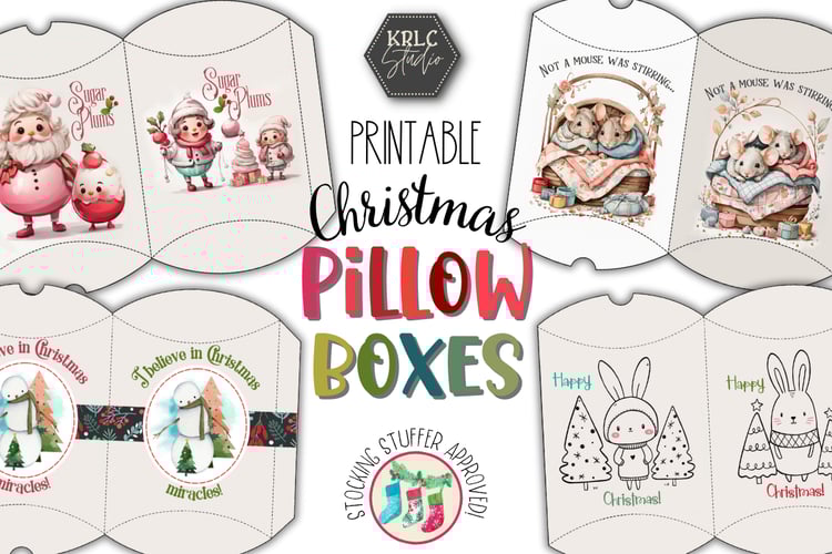 Christmas Pillow Boxes PDF - KRLC Studio Cover