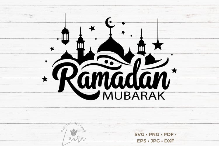 This design features the words Ramadan Mubarak