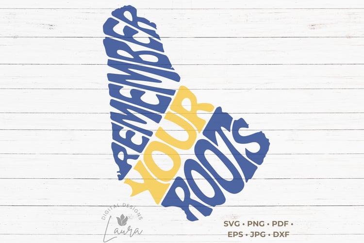 This design features the words Remember your Roots creatively made into the map of Barbados.