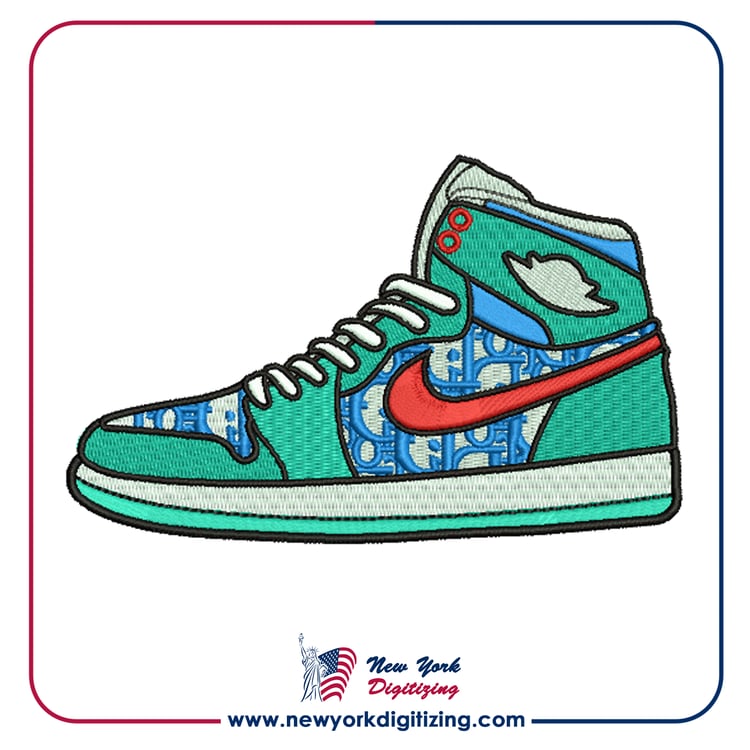 Nike Air Jordan Shoe Embroidery Design by New York Digitizing