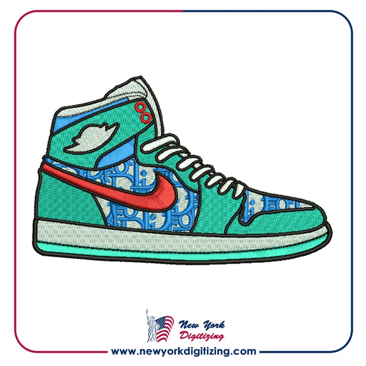 Nike Air Jordan Shoe Embroidery Design by New York Digitizing