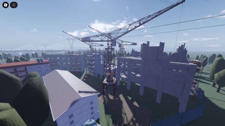 Roblox North Korea brutalist city overview