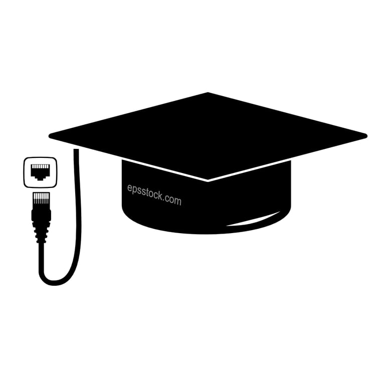 Graduation cap showing online education