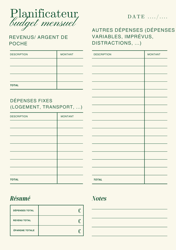 un planner efficace pour planifier votre budget mensuel sans difficulté