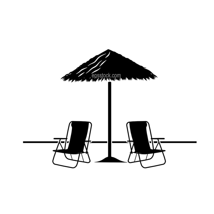 straw beach umbrella emblem