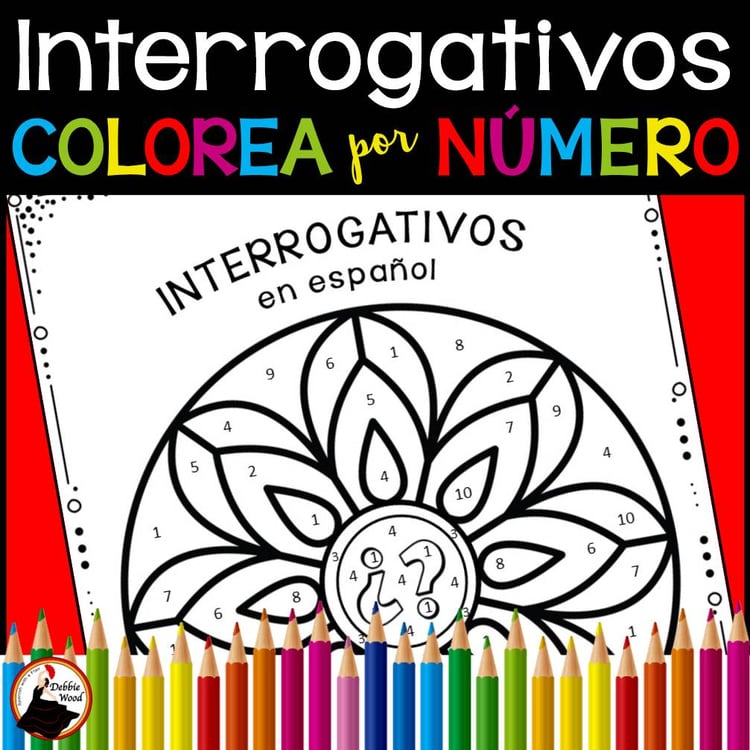 Spanish Interrogatives - Color by Number Activity - Sub Plans - Worksheets