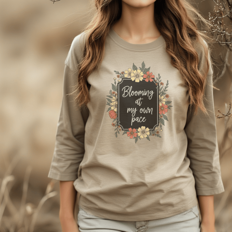 Printable reto Blooming at my own pace floral graphic