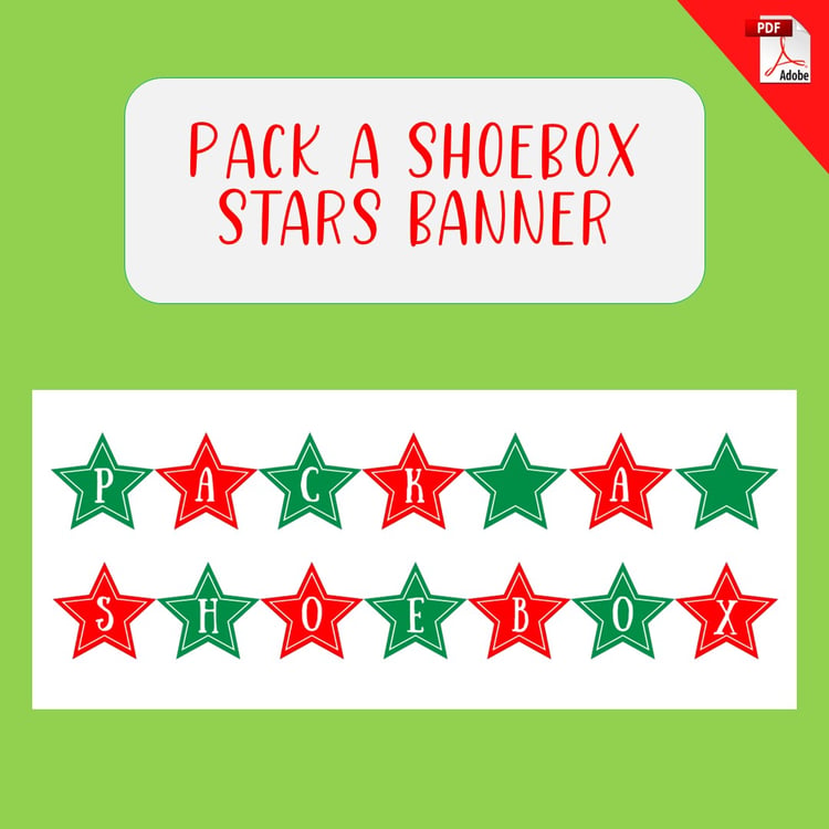 Pack a Shoebox Stars Banner (PDF Download)
