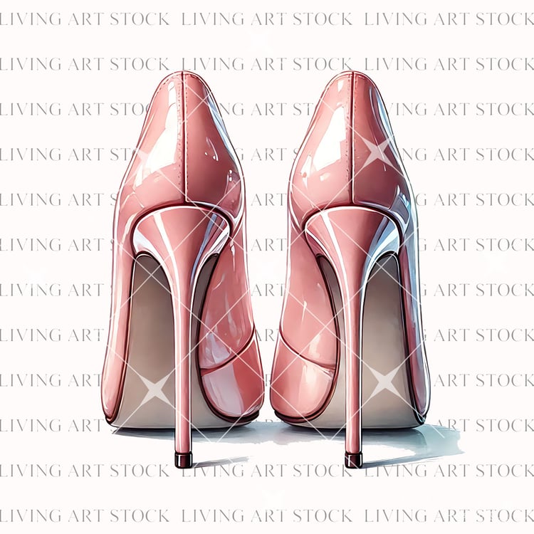 Back view of cotton candy pink stiletto heels vector image with transparent background