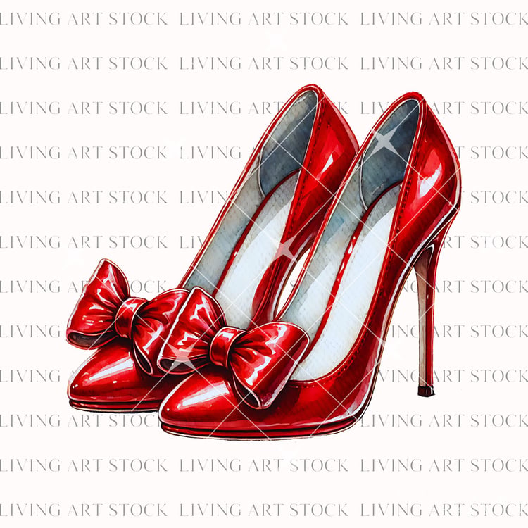 Ruby slippers vintage heels vector clipart with transparent background