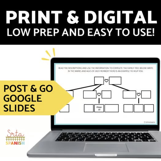 La Familia Spanish Family Tree Vocabulary Activity Reading Comprehension Passage