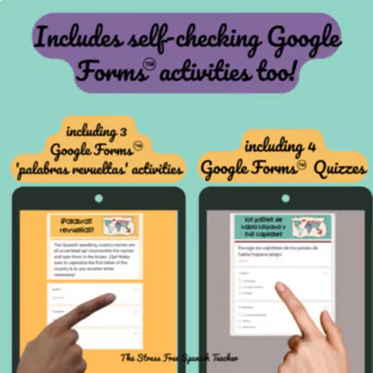 Spanish Speaking Countries Practice Activities Puzzles pdf and digital Worksheet