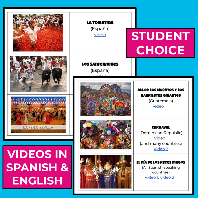 Holidays and celebrations in Spanish speaking countries video and sub plans