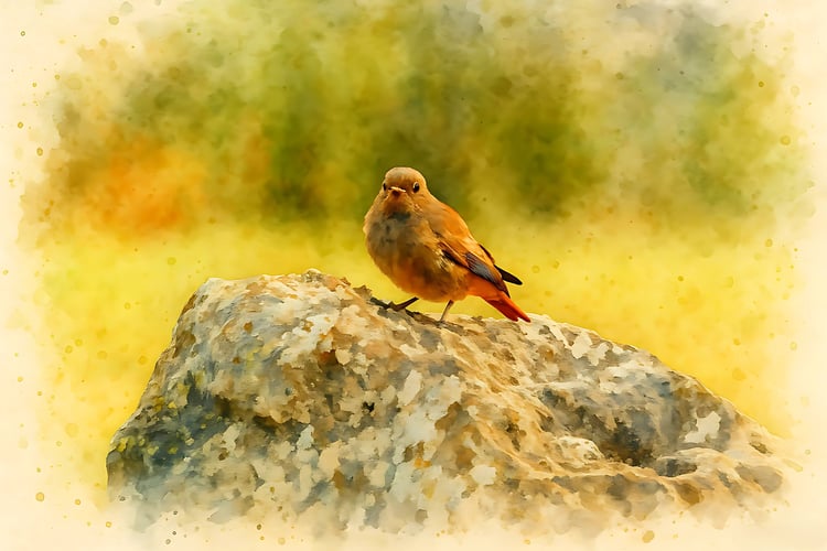 animal illustration, artistic nature, bird in nature, bird in wild, bird on rock, bird portrait, bird watercolor, detailed bird, digital art, fine art print, forest art, google images, high resolution, home decor, M.A.L.K, natural scene, nature art, natur