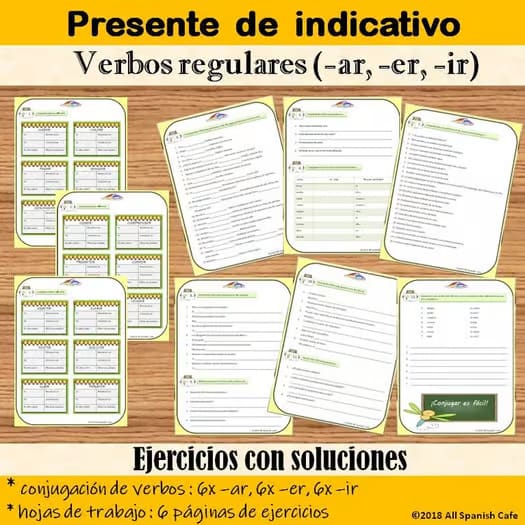 Presente de indicativo: Verbos regulares (-ar, -er, -ir) - Ejercicios