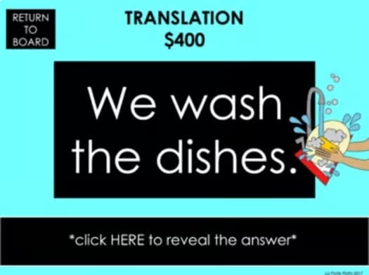 Spanish Regular Present Verbs Game Trivia Game Digital Spanish Review Game