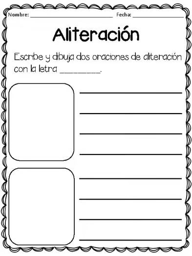 Alliteration Activities in English and Spanish