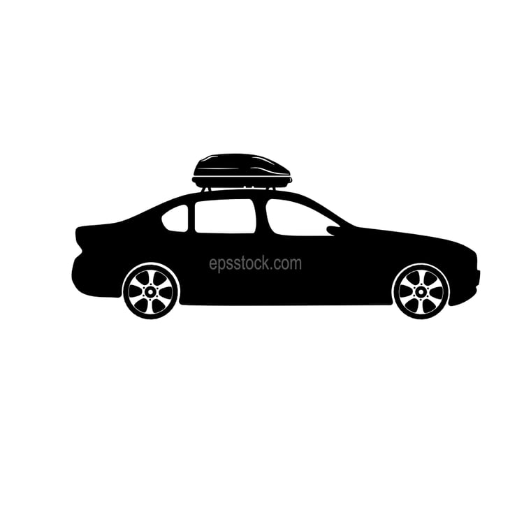 car with Roof-Mount Cargo Box