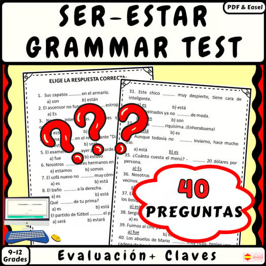 Spanish Ser vs Estar Practice Activities Test | Answer Keys Print & Digital Quiz