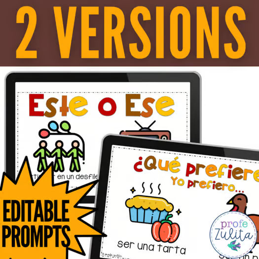 Thanksgiving Activity in Spanish - Would You Rather? Acción de Gracias Game