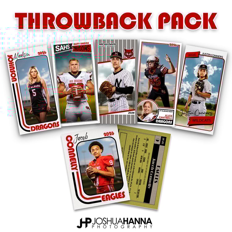 Throwback, Vintage, Trading Card, Photoshop Template, Digital Background, Sports Design, Volume Photography for Schools and Teams, Seniors, Clean and Modern