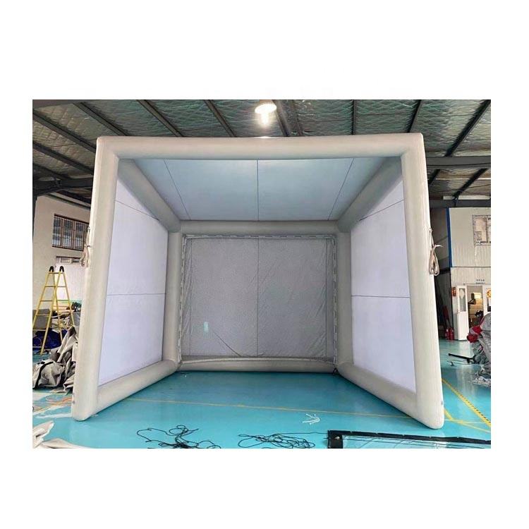 Close up of the heavy-duty impact screen on the portable golf simulator