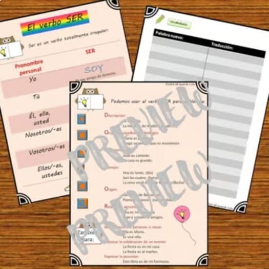 Spanish verb SER/ El verbo SER: handouts and worksheets