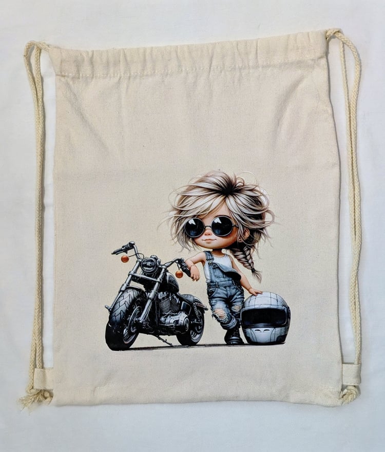 Cinch & Shift  - lightweight canvas drawstring backpack bag by Wild Lilac Moto