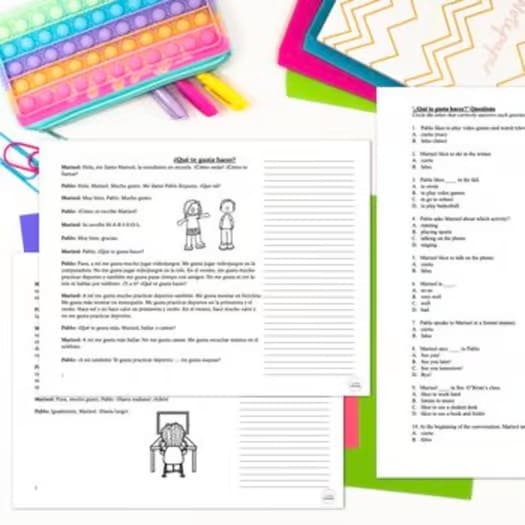 Basic Spanish Likes Dislikes Reading Comprehension Activity | Passage Questions