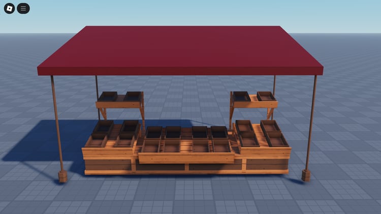 Roblox market stall with wooden crates