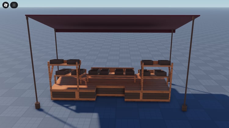 Free Roblox street market asset with stall and boxes