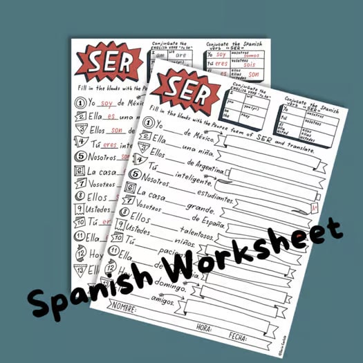 Ser fill in the blanks and translation worksheets Spanish verb ser