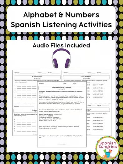 Spanish Alphabet & Numbers Listening Activities