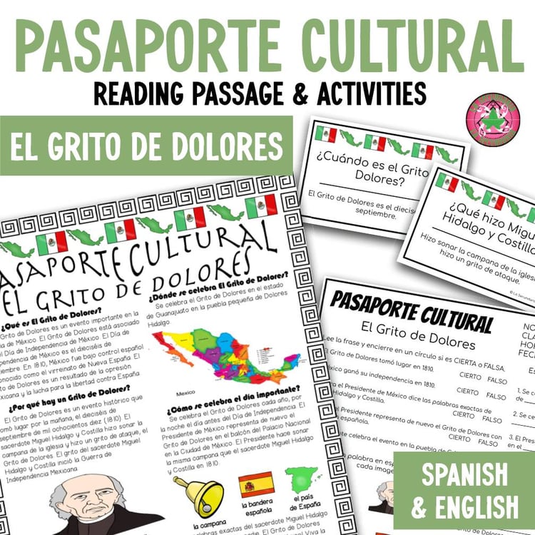 Spanish Mexican Independence Day Reading Activities El Grito de Dolores