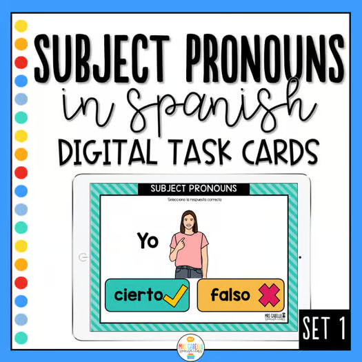 Subject Pronouns in Spanish - Boom Cards Set 1 - Distance Learning