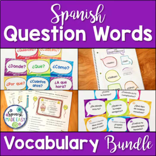Spanish Question Words Vocabulary Bundle