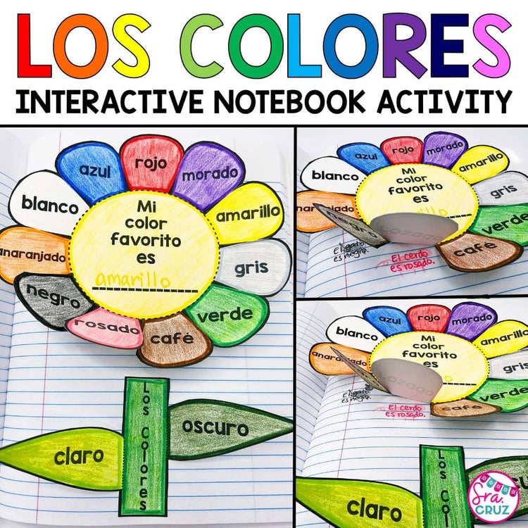 Spanish Colors Interactive Notebook Activity Los Colores Vocabulary Practice