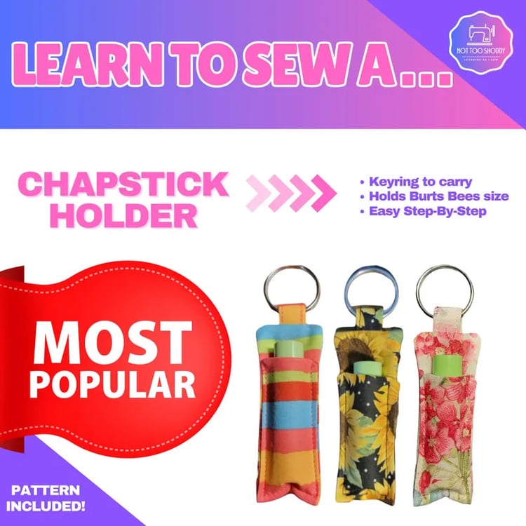 Digital | sewing | pattern | how to | PDF | download | How to Create a Key Ring Chapstick Holder | PATTERN INCLUDED