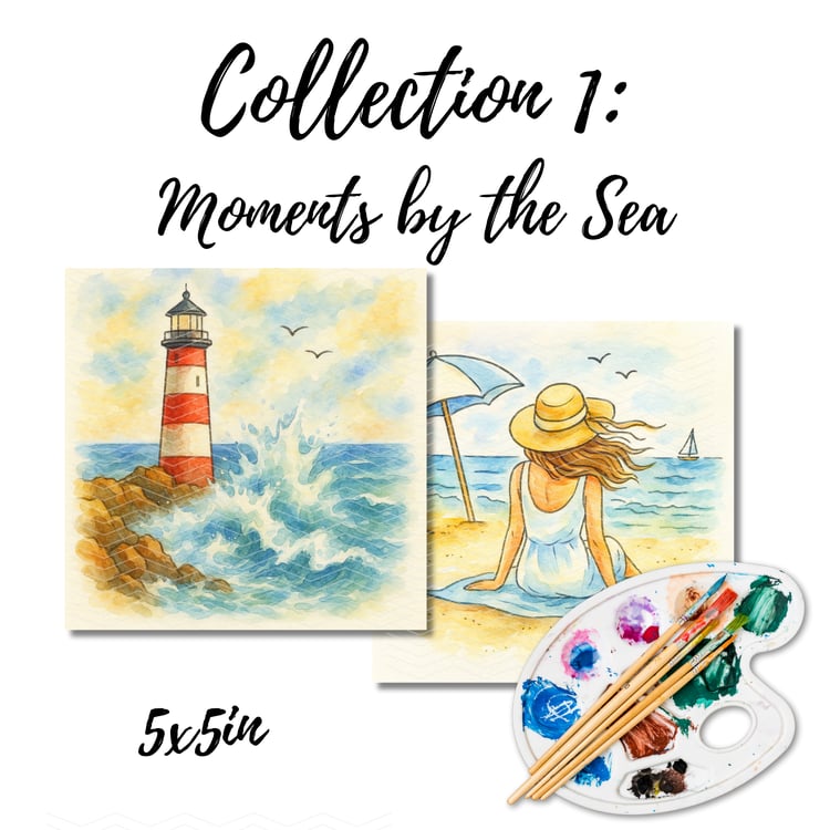 Coastal watercolor ACEO art card – Moments by the Sea mini print on cardstock.