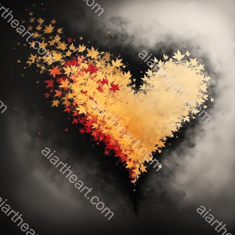 Autumn leaves on the breeze heart design