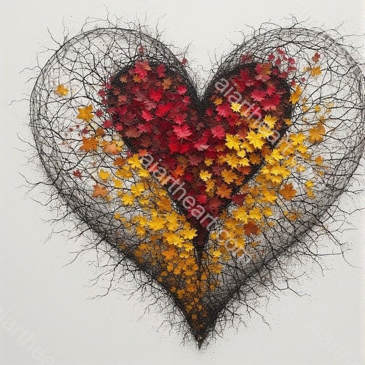 Abstract autumn heart design