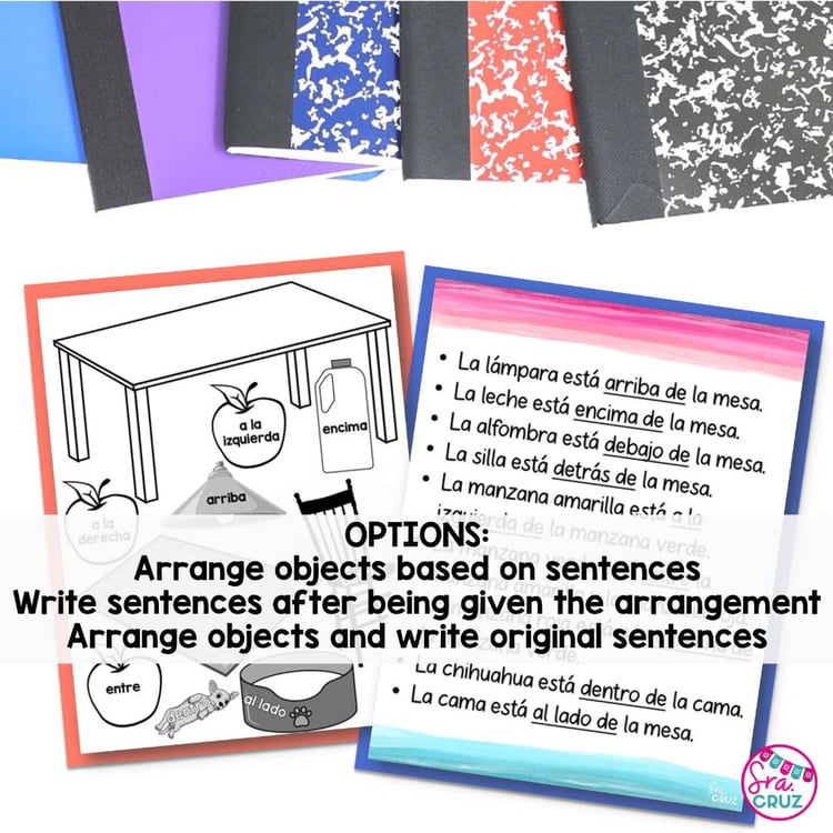 Spanish Interactive Notebook Activity Prepositions of Location Preposiciones