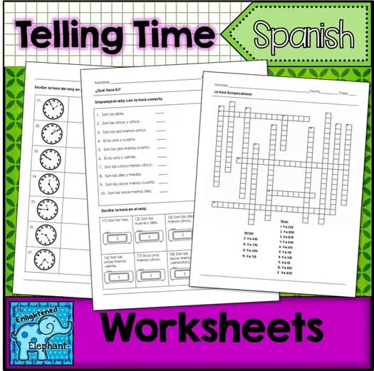 Telling Time in Spanish Worksheets