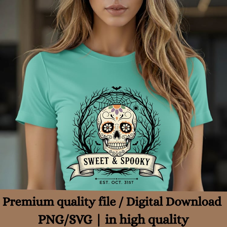skull svg, skull png, day of the dead svg, halloween skull, sweet and spooky, sugar skull clipart, day of the dead clipart, spooky svg, halloween png, printable skull design, design for sublimation, halloween decoration, files for cricut, svg for silhouet