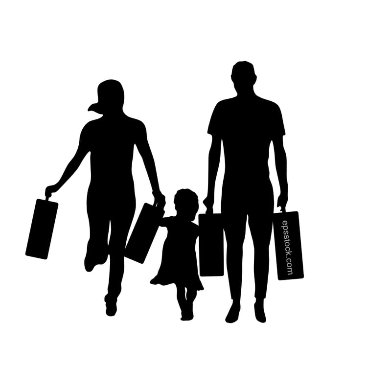 family with luggage